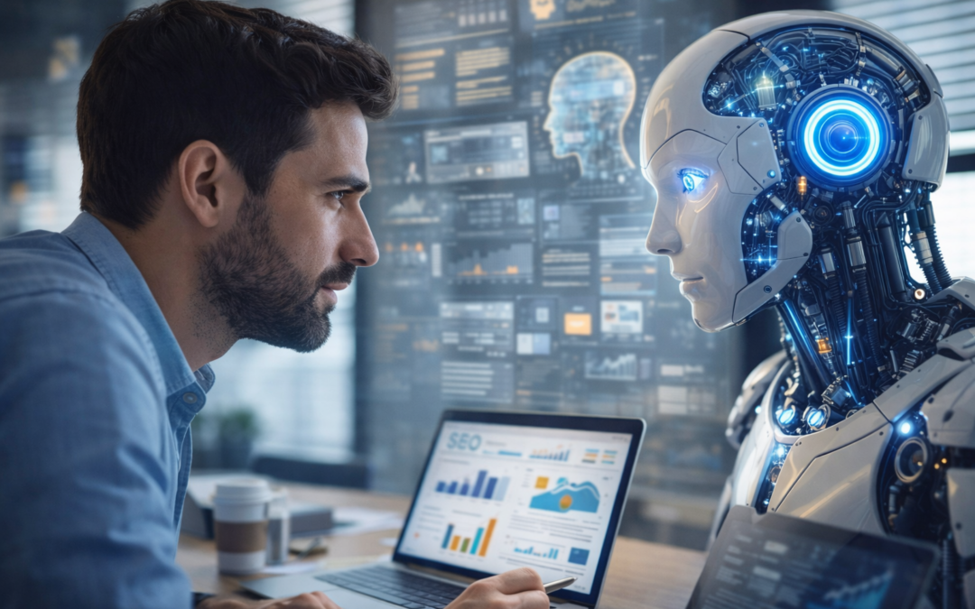 Equipo de marketing trabajando con datos, inteligencia artificial y marketing digital en 2026