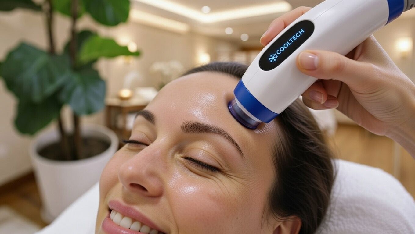 Close up de una grabación de tratamiento de belleza